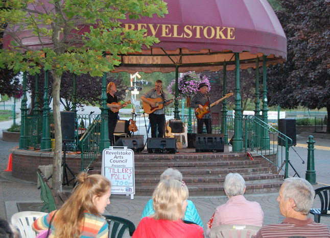 Saturday evening of the Heritage Weekend ended in a typical Revelstoke fashion with a concert by Tiller's Folly at Grizzly Plaza. David F. Rooney photo