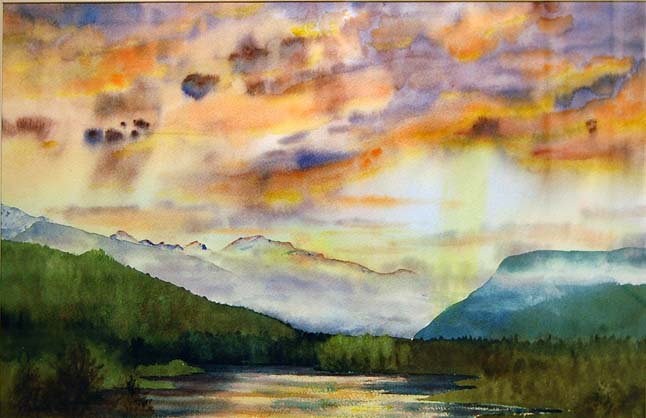 This gorgeous watercolour, Rainbow Country by Georgia Rayne Sumner, is being auctioned off at RVAC with the proceeds going to help support the Revelstoke Outreach and Awareness Program and Forsythe House. David F. Rooney photo
