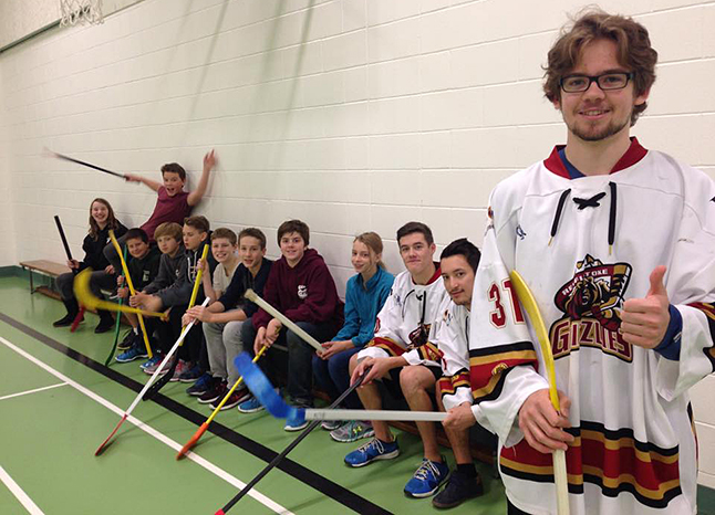 The Grizzlies came out to play a little hockey with CPE kids. Shaun Aquiline photo