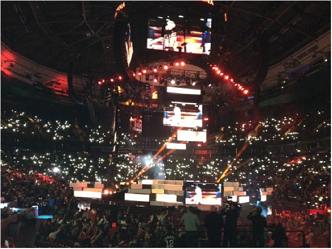 This is the We Day stadium on October 21 in Vancouver. It was very exciting! Photo by Ms. Tara Johnson. Caption by Emily MacLeod and Amelie Delesalle. 