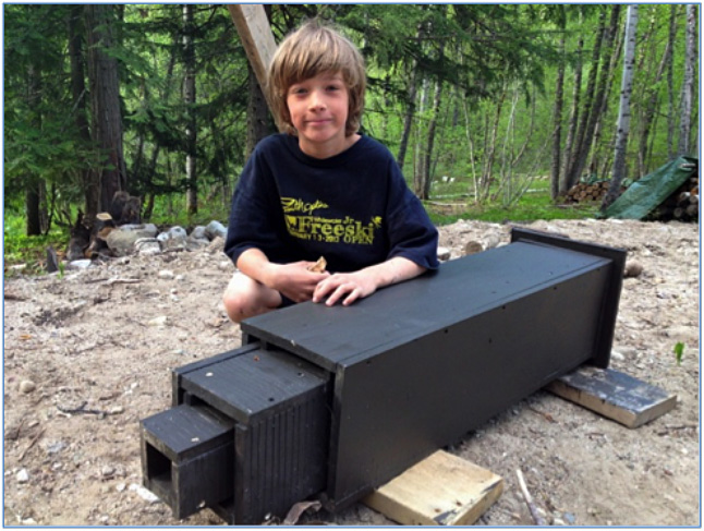 Saxon Bowick builds a bat-house for his family’s property. Photo courtesy of Erica Konrad