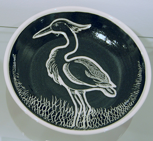 Heron Nancy Geismar Slip-carved ceramic bowl