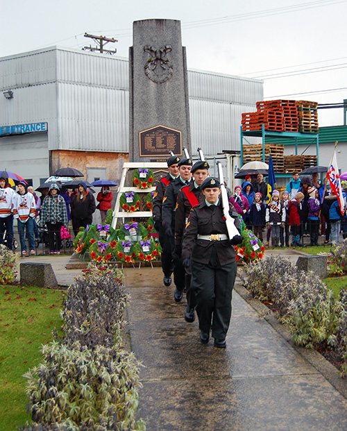 Our local Army Cadets march in unison from the cenotaph at the conclusion of the ceremony. David F. Rooney photo