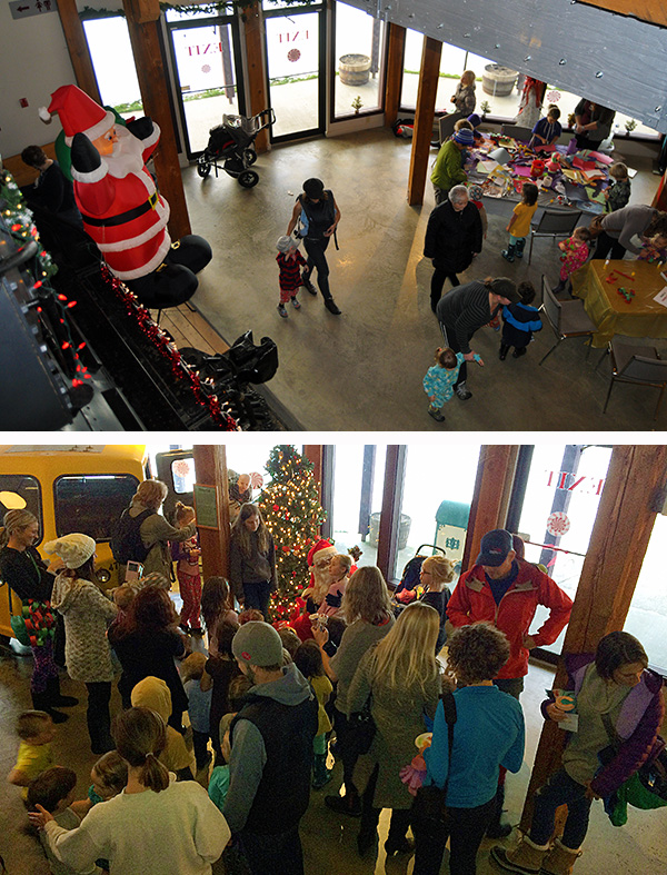 Here are a couple of shots that show what happens when word gets around that Santa is in the building. (top) David F. Rooney photo (bottom) George Hopkins photo