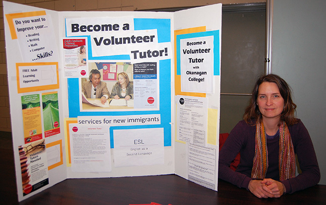 Okasnagan College's Jill Pratt was looking for men and women to help out on a number of the programs offered at the college, including tutoring and immigrant services. David F. Rooney photo