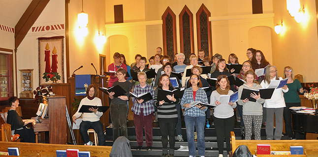 The Community Choir has been very busy rehearsing for its annual Christmas Concert. That heartwarming family event is to be held at the United Church over two nights, December 13 and 14, starting at 7 pm. Tickets for are $10 and are available at the Community Centre. Please click on the photo to see a larger image. David F. Rooney photo 