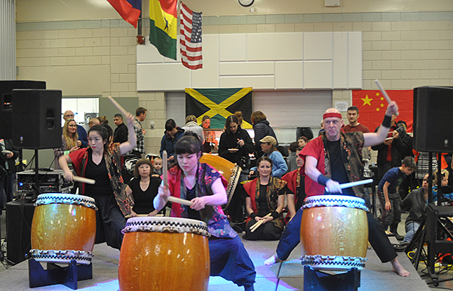 The drummers' discipline was marvelously apparent in their highly synchronized and choreographed movements. David F. Rooney photo