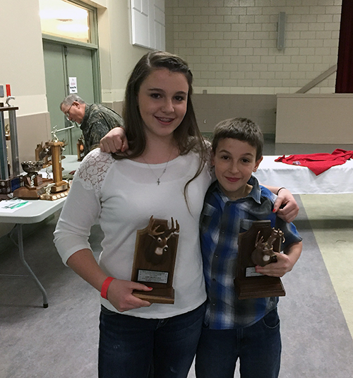 Amy Des Mazes took the award for first white-tail deer (47 6/8) and her brother Austin took second with his 42 4/8 white tail. David F. Rooney photo