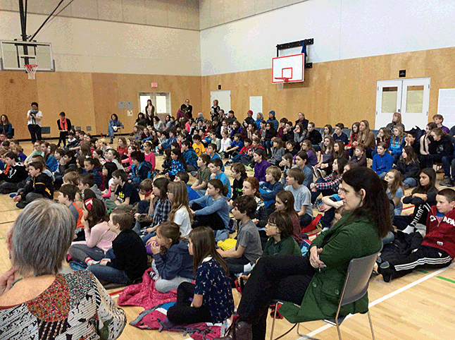 A dozen of the top spellers from the elementary schools of Revelstoke competed at the annual District 19 Spelling Bee on Monday, March 7, at Begbie View school. As you can see, the gymnasium was jammed with students, teachers and parents eager to see the students perform. Eleanor Wilson photo