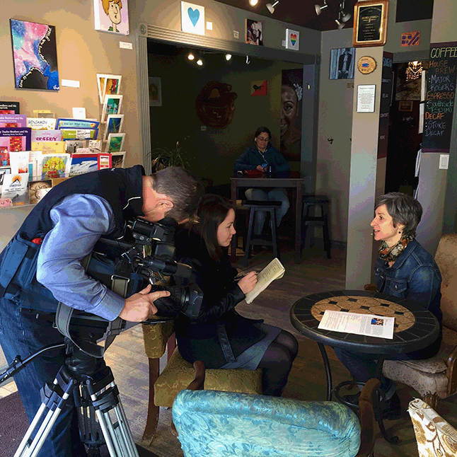 Just in case there was any doubt in your mind about Revelstoke being the true Navel of the World, Global TV News confirmed it for us all when cameraman Jim Lentin and reporter Megan Turcato blue into town on Wednesday to interview Krista Cadieux about the recent Death Cafe she and the Hispice Society recentrly sponsored at Sangha Bean Cage. Krista has just completed her studies towards becoming Revy's first Doulah of Death trained to help families and individuals meet the social, emotional, psychological and other challenges posed by death. David F. Rooney photo