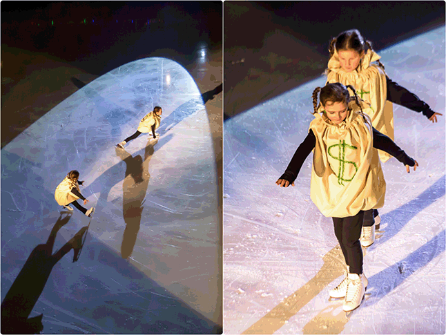 Rachel Grabinsky & Danica Secord skated a duet as a pair of money bags. Jason Portras photo