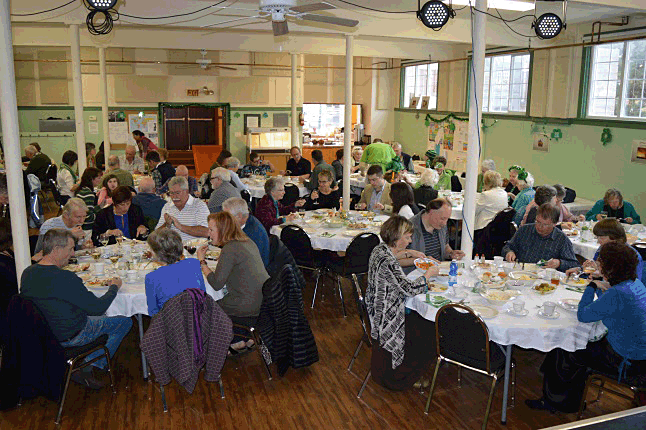 More than 80 people enjoyed a delicious turkey dinner at a fundraiser for the community-sponsored refugee family Thursday night. According to United Church administrator and organizer Beth Campbell, supporting the family is "the Christian thing for us to do and it's exciting to think of them joining our community." As the food was donated by local businesses, all the proceeds went to the Revelstoke for Refugees fund. Laura Stovel photo