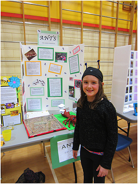 Here is Sabine Tomm displaying her ant project. Todd Hicks photo. Caption by Emily MacLeod and Amelie Delesalle