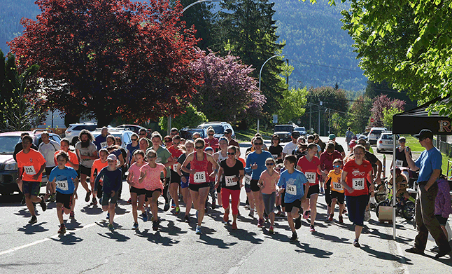The Revelstoke Credit Union's annual Grizzly Bear Run got underway on Sundasy, May1, with about 60 competitors in the 12- and 5-kilometre categories. It was terrific weather for the event and everyone had a great time. Please click here to see a larger version of this photo. David F. Rooney photo