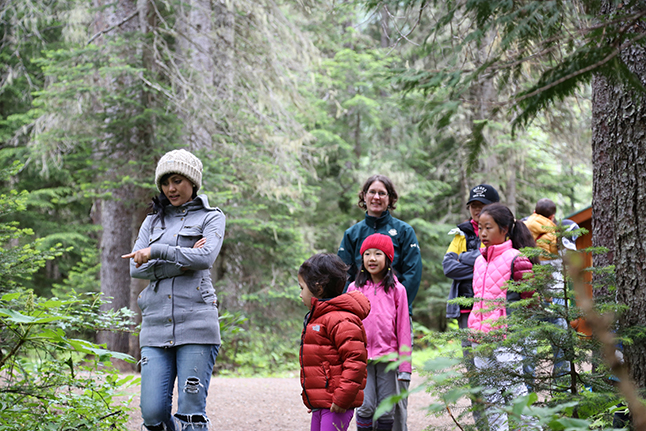 A Parks Canada interpreter led the first-time campers on a nature exploration and camping game. Parks Canada photo