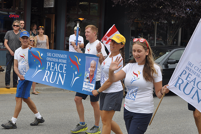 These are some of the people who are staging a Peace Run. They've been running along highways in the region and just happened to be here on Canada Day. David F. Rooney photo