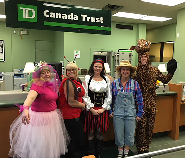 The TD-Canada Trust's staff always use imagination when they choose their costumes! Photo courtesy of the TD-Canada Trust staff