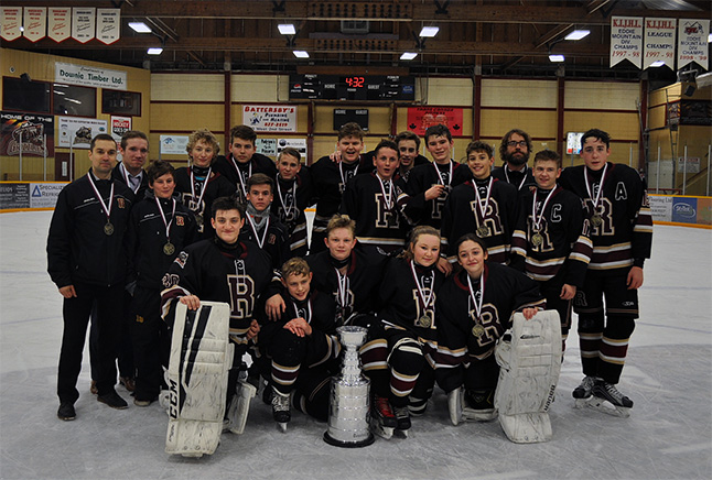 With a team that almost didn't happen because of few numbers, the Revelstoke Bantam Junior Grizzlies have become a force to be reckoned with. Thanks to four players from Golden, and two players from Nakusp, where numbers were an issue as well, the Junior Grizzlies were able to form the current team. Despite having kids from three different communities, the players have really come together to work hard as a team. They are enjoying an undefeated season so far in tier 3/4. This past weekend the Bantams hosted their home tournament here at the Forum.  They continued their undefeated streak throughout the tournament to win the final game with a score of 8-0 against the Lake Bonavista Breakers from Calgary. The Bantams are hosting the Tier 4 Provincials here in Revelstoke on March 19 - 24, 2017, which should prove to be an exciting event. The next home game is December 4 at 11:20 am against Clearwater.  Come out and cheer for the team! Kelli Jamieson photo