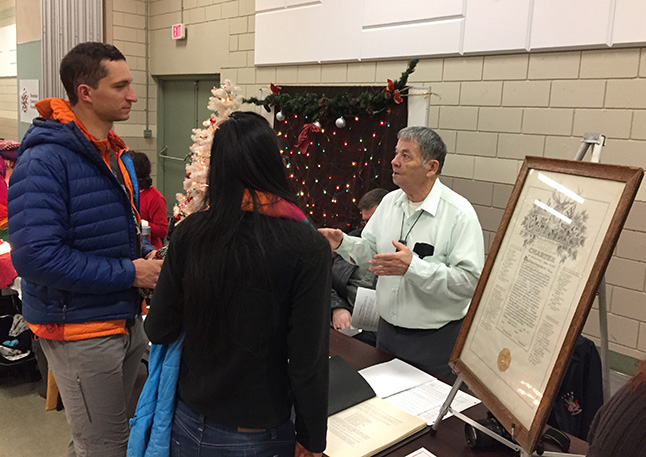 Potentia Elks members talk with George Hopkins (right). David F. Rooney photo